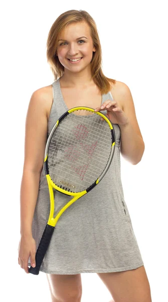 Krásná dívka hraje tenis — Stock fotografie