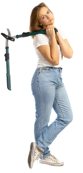 Blonde gardener woman — Stock Photo, Image