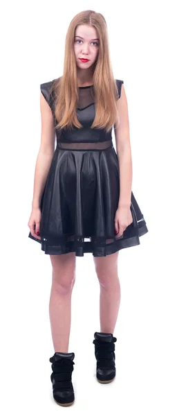 Trött tjej i svart klänning — Stockfoto