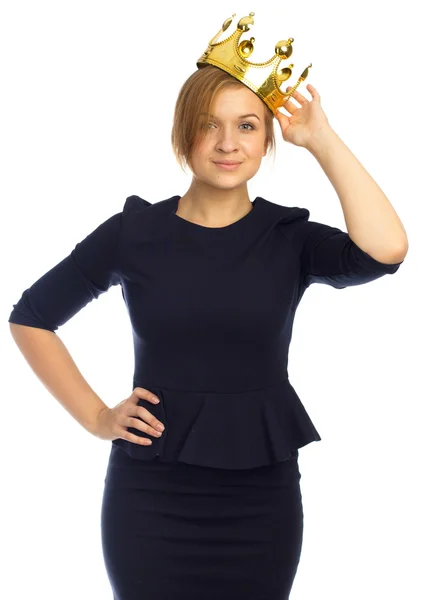 Young businesswoman with crown — Stock Photo, Image