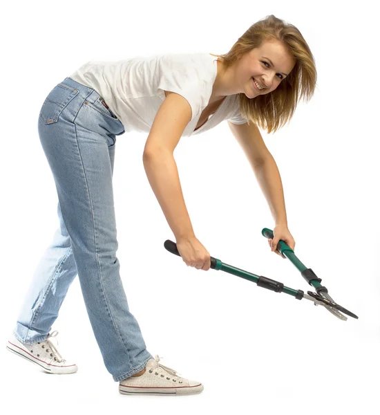 Blonde gardener woman — Stock Photo, Image