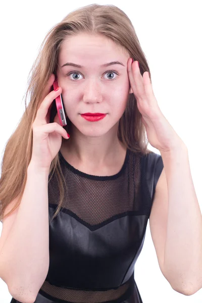 Blonde vrouw praten over de telefoon Stockafbeelding