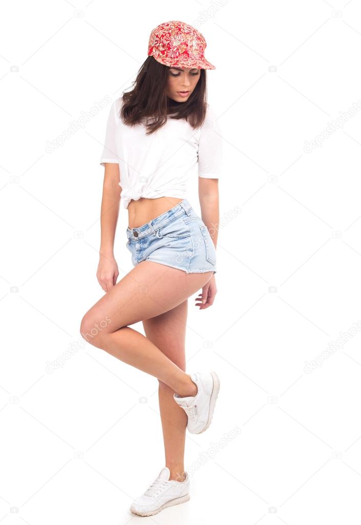 Pretty young fashion sexy swag girl isolated on white background \u2014 Image de