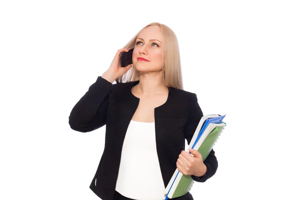 ビジネスの女性の携帯電話通話と — ストック写真