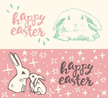 Mutlu Paskalya tebrik kartı şirin tavşanı