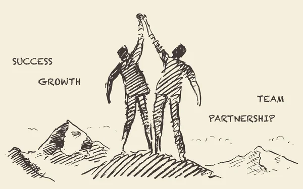 Başarı ekip çalışması ortaklık kavramı vektör çizilmiş