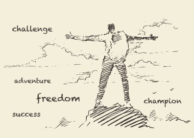 Successful climber on mountain vector