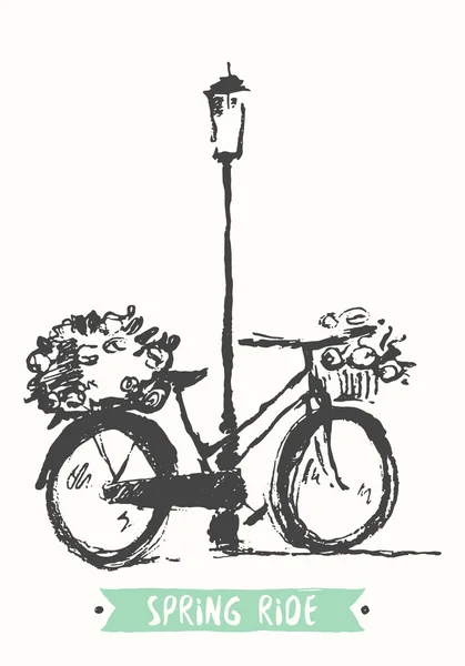 Bicicleta vintage desenhada — Vetor de Stock