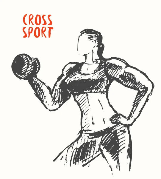 Ruky nakreslené ilustrace silná žena logo plakát — Stockový vektor
