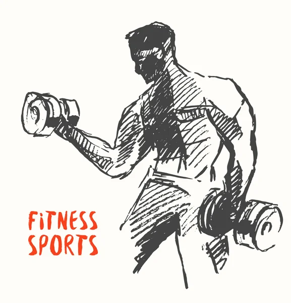 Χέρι που εικονογράφηση ισχυρός άνδρας λογότυπο ή αφίσας — Διανυσματικό Αρχείο