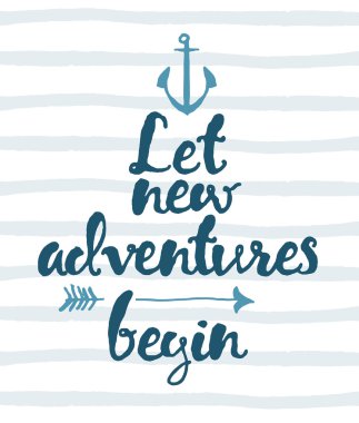 Yeni maceralar poster çizilmiş kaligrafi teklif izin