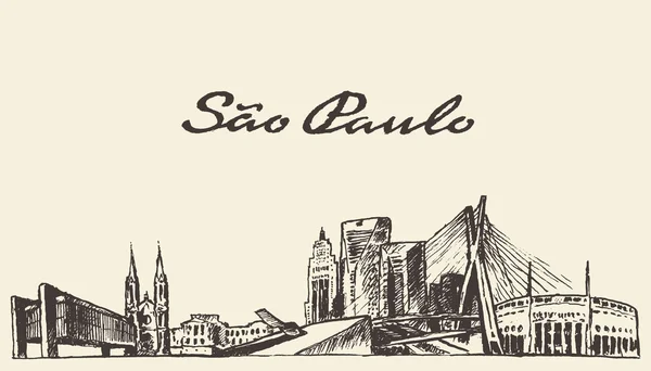 Sao Paulo manzarası vektör çizim çizilmiş kroki