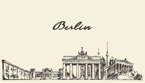 Berlin illustration vectorielle d'horizon croquis dessiné — Image vectorielle