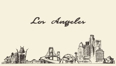 Los Angeles manzarası vektör el çizilmiş kroki