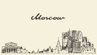 Moskova silueti Rusya vektör el çizimi