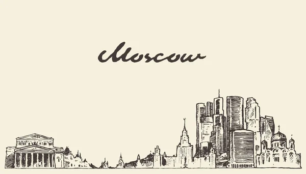 Moscou skyline Russie vecteur croquis dessiné à la main — Image vectorielle