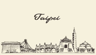 Taipei manzarası vektör çizim çizilmiş kroki