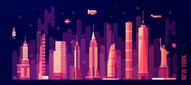 New York şehir silüeti vektör düz stil
