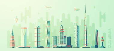 Suudi Arabistan manzarası dünya en yüksek bina vektör