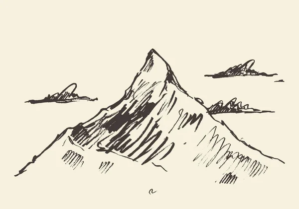 Croquis d'un sommet de montagne, illustration vectorielle — Image vectorielle