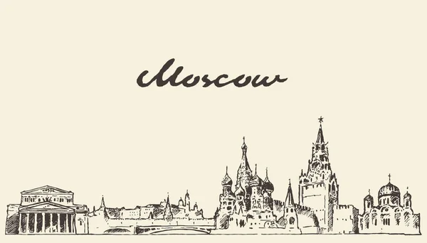 Moscow skyline Russia vector hand drawn sketch — Stock Vector