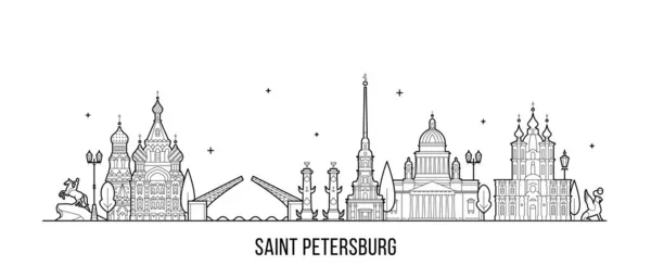 Sankt Petersburg Skyline Russland Stadtvektor linear — Stockvektor