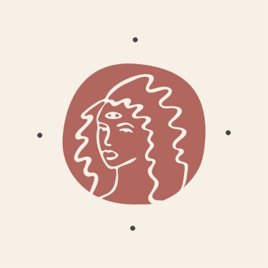 Modern kadın portresi bir logoti bir vektör.