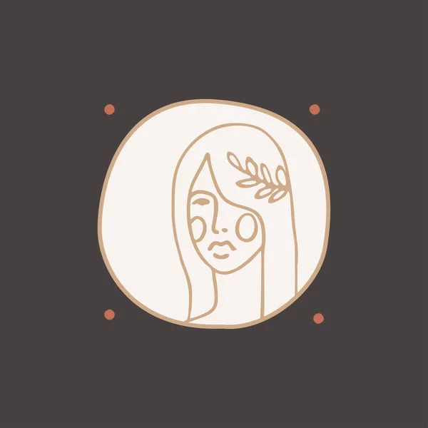 Современный женский портрет женщины логотип вектор — стоковый вектор