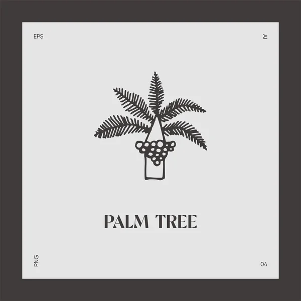 Handritad palm träd logotyp coco vektor — Stock vektor