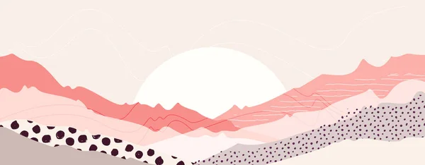 Abstract mountain landscape warm pastel colors art — Stock Vector