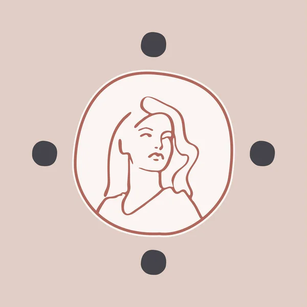 Retrato femenino moderno mujeres un logotipo un vector — Vector de stock