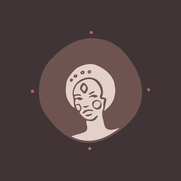 Retrato femenino moderno mujeres un logotipo un vector — Vector de stock