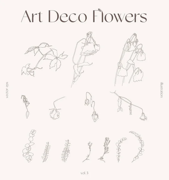 Set dari elemen-elemen floral vektor dekoratif - Stok Vektor