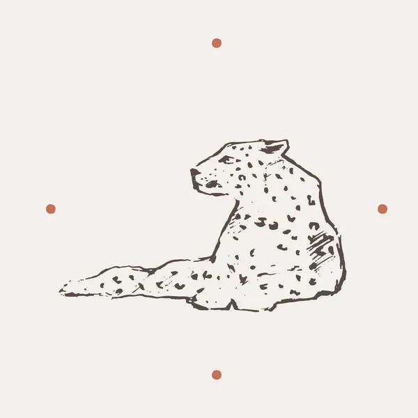 Realistická ilustrace leoparda. Nakreslený vektor — Stockový vektor