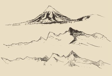 Dağlar çizilmiş kıvrımlarına el