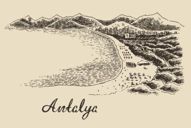 elle çizilmiş Antalya manzarası