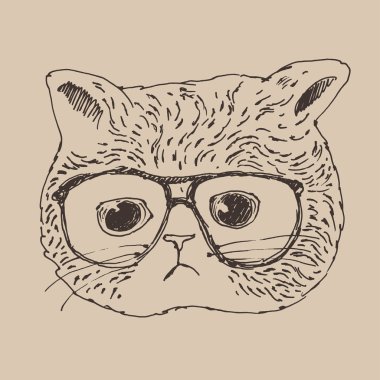 Elle çizilmiş sevimli kedi