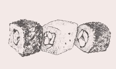 elle çizilmiş sushi set