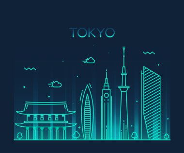 Tokyo şehir manzarası siluet