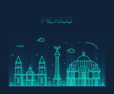 Mexico City skyline silhouette clipart