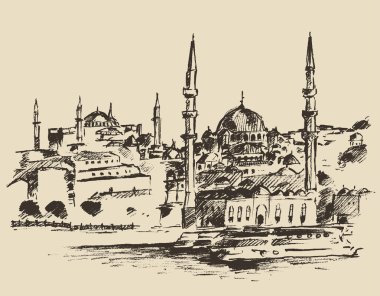 Elle çizilmiş Istanbul şehir