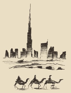 Dubai City ile deve kervanı