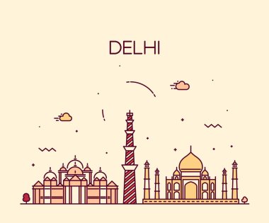 Delhi City skyline silhouette. clipart