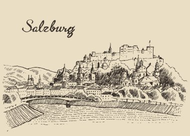 Sketch of Salzburg city clipart