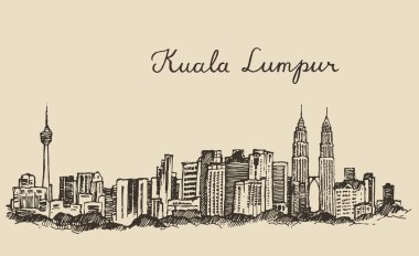 Sketch of Kuala Lumpur city clipart