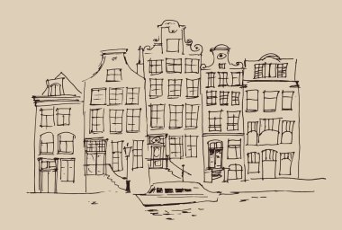 Elle çizilmiş Amsterdam city