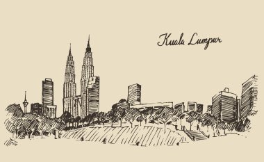 Sketch of Kuala Lumpur city clipart