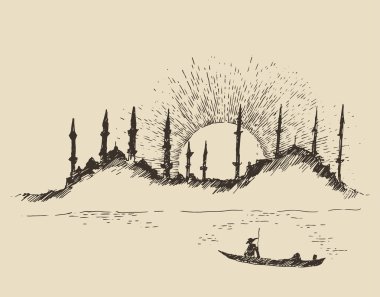 Elle çizilmiş Istanbul şehir