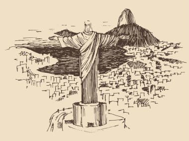 Elle çizilmiş Rio de Janeiro şehir