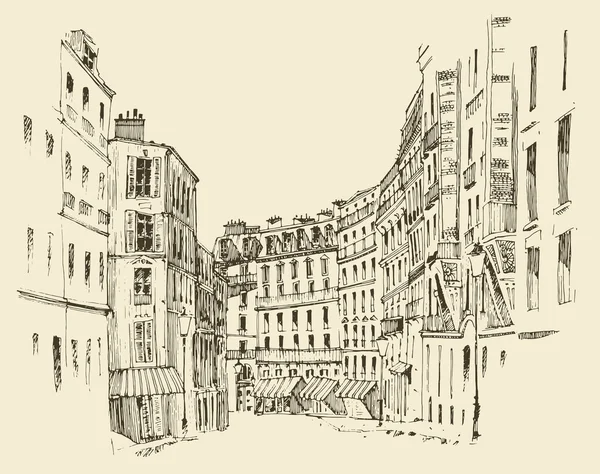 Strade disegnate a mano a Parigi — Vettoriale Stock